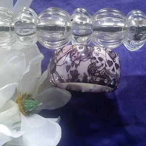 Love Skulls large purple bracelet with rhinestones